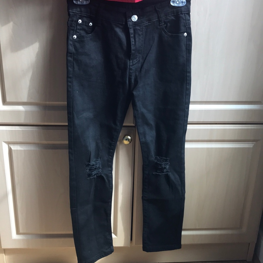 H & M boys Skinny distressed   BLACK JEANS NWT Y2K